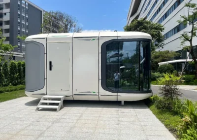 BAUSTADT G30 space capsule house installed outdoors in modern setting