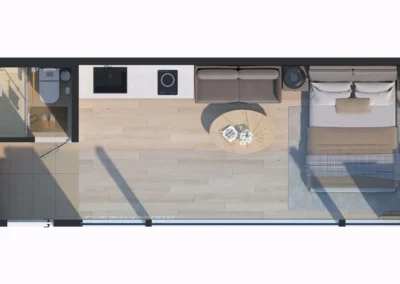 BAUSTADT A50 prefab capsule house compact bathroom interior with modern fittings